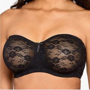 CONVERTABLE Bra With or Without Straps Black Floral Lace NEW Womens 36B